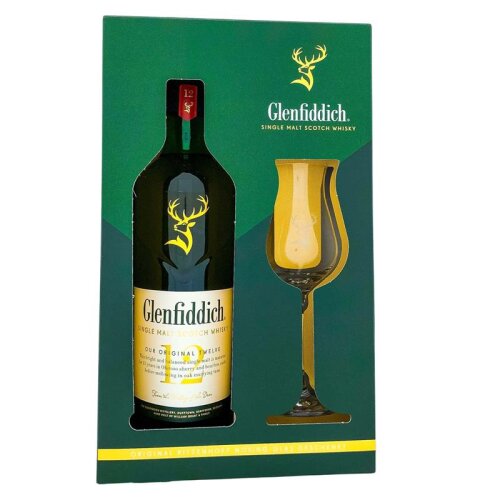 Glenfiddich 12 YO mit Glas + Box 700ml 40% Vol.