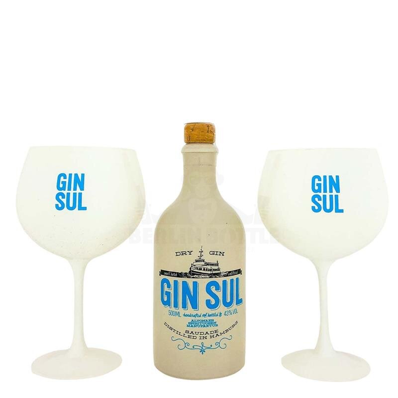 Gin Sul Dry Gin + 2x weißer Glaskelch hier online erwerben, 36,99 €