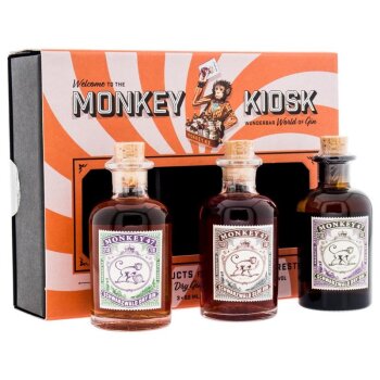 Monkey Kiosk Set Dry Gin + Sloe Gin + Barrel Cut + Box...