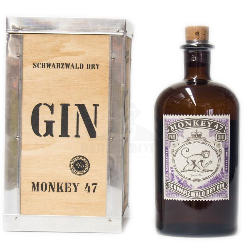 Monkey 47 Schwarzwald Gin + Holzkiste 500ml 47% Vol.