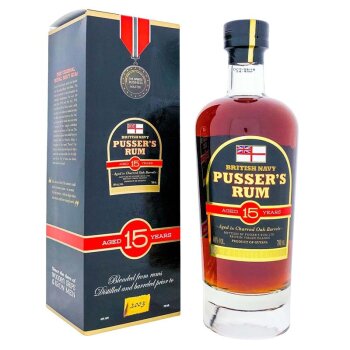 Pussers Rum 15 Years + Box 700ml 40% Vol.