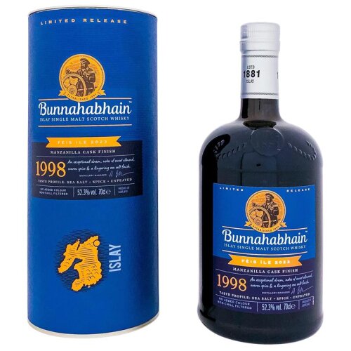 Bunnahabhain Feis Ile 2023 1998 Manzanilla Cask Finish + Box 700ml 52,3% Vol.