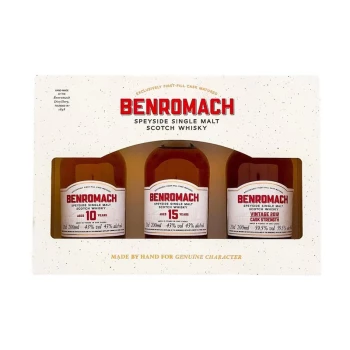 Benromach Trio Tasting Set 10 Years, 15 Years, Cask Strength + Box 3x 200ml 48,5% Vol.