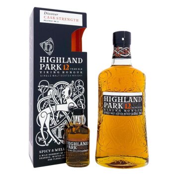Highland Park 12 Years Viking Honour Limited Box 2023 + Cask Strenght Mini 700ml/40% + 50ml/50% Vol.