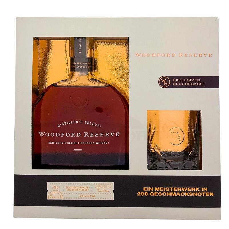 Woodford Reserve Kentucky Bourbon + Box mit Glas 700ml 43,2% Vol., 25,39 €