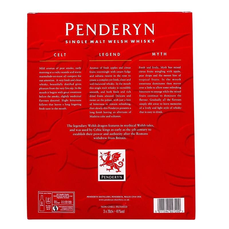 Penderyn Trio Dragon Range + Box 3 x 200ml 41% Vol.