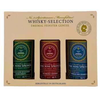 The Nine Springs Whisky Selection MINI + Box 3x 50ml 46-50% Vol.