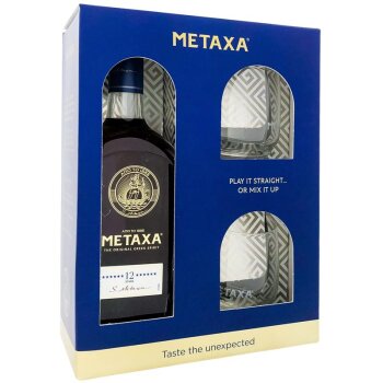 Metaxa 12 Sterne 700ml + Box & 2 Gläser 40% Vol.