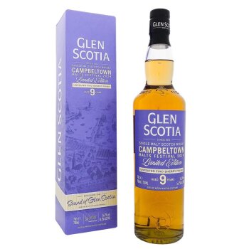 Glen Scotia 9 Years Unpeated Fino Sherry Cask Finish - Campbeltown Malts Festival 2024 + Box 700ml 56,2% Vol.